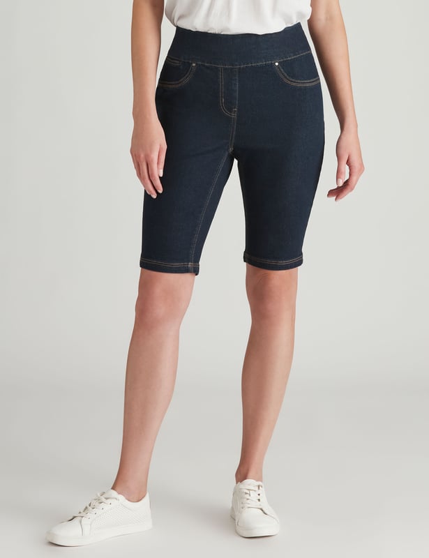Fitted online denim shorts