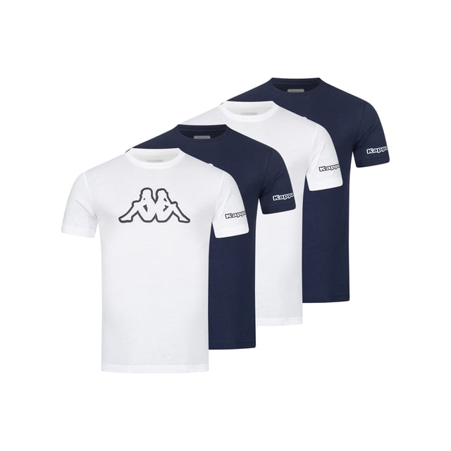 Kappa 4er Set T-Shirt LOGO, Logo in Weiß auf Brusthöhe, Regular Fit (locker und lässiger Schnitt), Rundhals, 100% Baumwolle, Pflegehinweis Maschinenwäsche bei 30°C