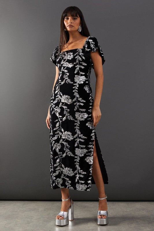 knee length dresses for ladies Smocked Holland Dress W. Rhinestone