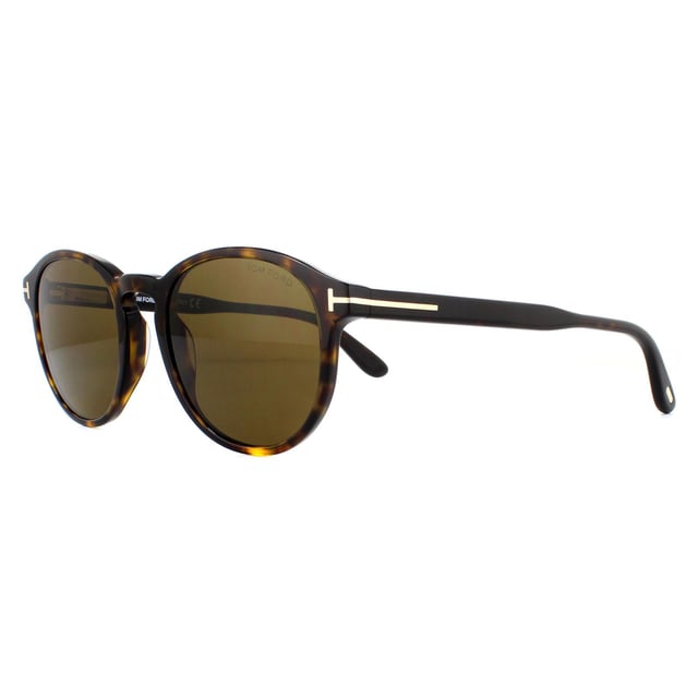 Tom Ford Sunglasses Dante FT0834 52J Dark Havana Roviex Brown are a cool retro style with the rounded shape and keyhole bridge design and lovely tapering temples. The iconic "T" metal icon wraps around the temple in typical Tom Ford style.