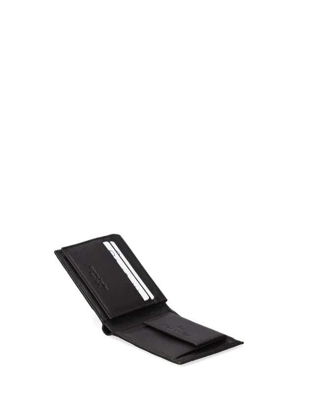 Cartera de hombre. El cierre está ausente. Los bolsillos internos son tarjeteros. Los bolsillos externos están ausentes. Falta la correa para el hombro. Falta el mango. Hay un compartimento interno. El material exterior es 100% Piel Auténtica. Internamente no está forrado. Medidas: 11x9x2 cm. Producto de moda