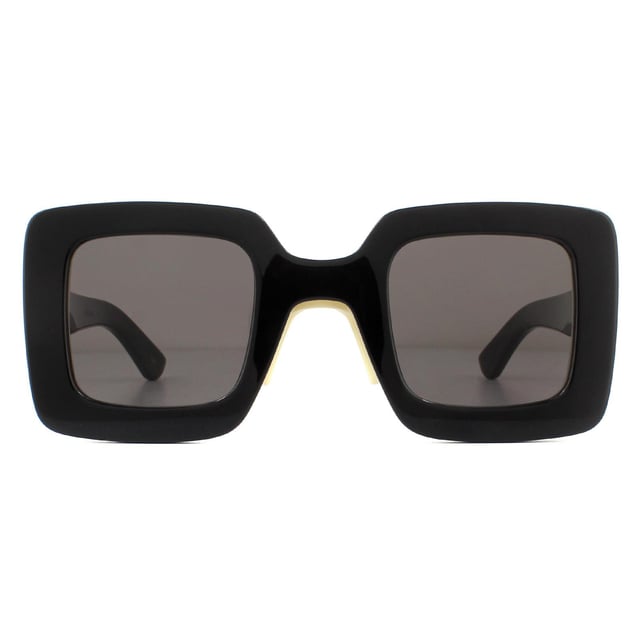 Gucci Sunglasses GG0780S 005 Black Grey have a thick acetate square style frame with adjustable nose pads and the iconic interlocking GG logo on the temples.