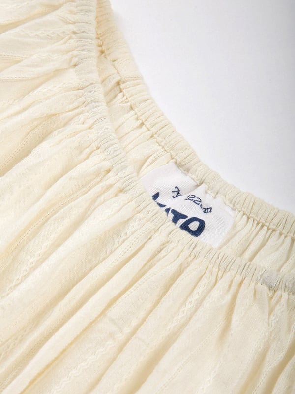 100% organic cotton | Proud to be certified to the Global Organic Textile Standard (GOTS) | Cream | Woven jacquard stripe | Short sleeved | Elasticated cuffs, hem and neckline | Made in India | Machine washable at 40 degrees, or at 30 degrees to be kinder to the planet