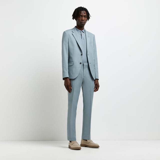 River Island Mens Suit Trousers Sans Blue