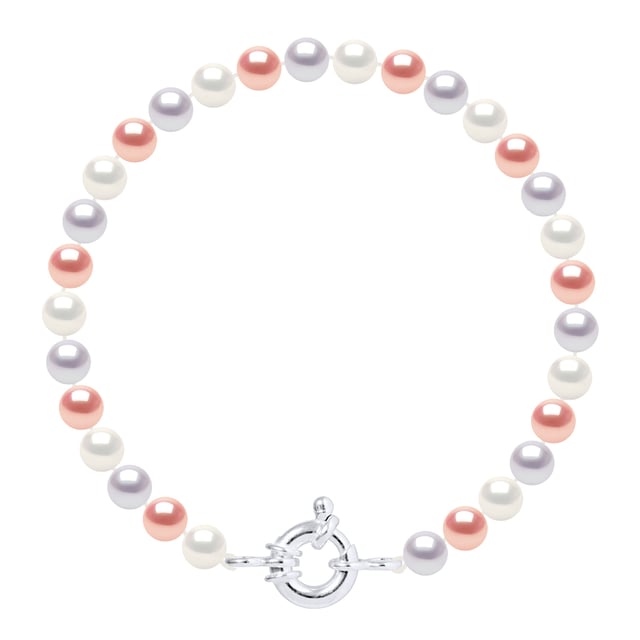 Pulsera - 925 milésimas - perlas cultivadas de agua dulce 7-8 mm redondo - coloreado (colores pastel natural) - prestigio marino de cierre de anillo - longitud 18 cm - entregado en un caso con un certificado de autenticidad y una garantía internacional - Todas nuestras joyas están hechas Francia.