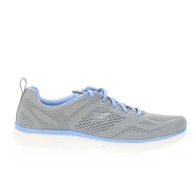 Dames Skechers Virtue - Kind Favor Trainers in grijs - blauw.- Engineered mesh bovenwerk.- Vetersluiting.- Skechers Memory Foam™ dempende comfort binnenzool.- Skechers® logodetail.- Flexibele tractie buitenzool.- Ref: 104412GYBL