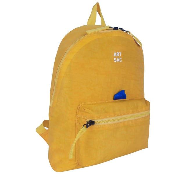 Our medium-sized backpack made in our Contore nylon fabric. This lightweight backpack has plenty of internal space as well as an external front single pocket and internal laptop sleeve (fits 13 inch Macbook Pro) for you to organise all your essentials. It's stylish design is discreet and adaptable enough to style with any outfit. The perfect bag for your every day commute or casual day-trip. Features: , Water Resistant, 13 inch padded laptop sleeve, Zip top opening to main compartment, Single front zip pocket with webbing loops, Internal zip pocket for smaller valuables, 2 Internal mobile phone slip pockets - Fits normal and plus size smart phones, 3 Internal pen slip pockets, ARTSAC seal of approval rubberised patch logo, Ergonomic contoured back panel, Adjustable padded backpack straps, Top grab handle, Medium model Style Ref: 52007 YELLOW