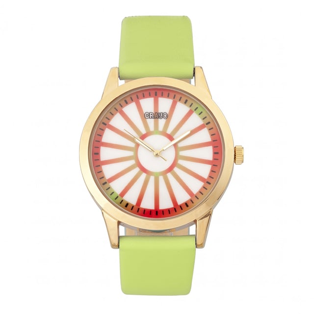 Polished Alloy Case; Japanese Quartz Movement; Non-Glare Scratch-Resistant Mineral Crystal; Logo-Engraved Stainless Steel Caseback; Leatherette Strap; Logo-Engraved Stainless Steel Clasp; 41mm Case Diameter; 3ATM Water Resistance;
