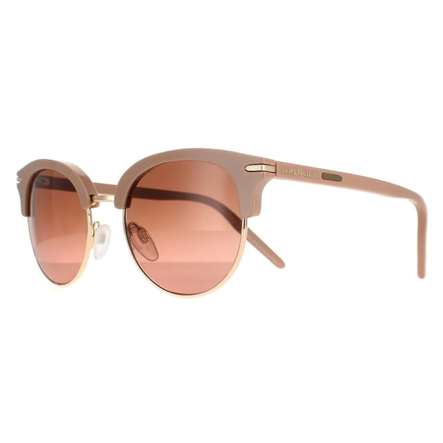 Serengeti Semi Rimless Womens Shiny Rose Gold Polarized Drivers Gradient Brown Lela Lela ist ein stilvoller, halbrandloser Stil aus leichtem Acetat und Metall. Nasenpads aus Silikon und ein doppelter Steg sorgen für ganztägigen Tragekomfort. Die Spectral Control- und Photochromic-Technologie passt sich dem Licht perfekt an und filtert es, während das Serengeti-Logo an den Bügeln für Markenauthentizität sorgt.