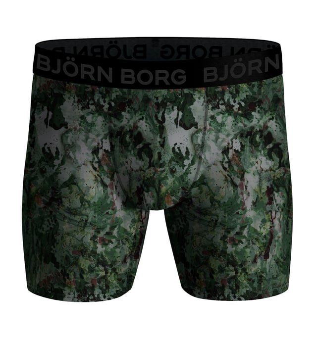 Björn Borg - 3 Pairs of Performance Boxers for MenFor your performance needs, look no further than Björn Borg Men’s Boxers. The perfect solution for your underwear drawer. They have a great fit that will keep you comfortable throughout the day.These high performance underwear with the perfect fit are developed for training. They are made from a high quality performance fit fabric that is soft, moisture wicking and breathable. It is also 90% recycled, making it eco friendly.The medium leg length makes these Björn Borg boxers ideal for whatever sport or activity you get up to, while still giving you enough coverage to look stylish when you’re training in the gym or on a run.With smooth seams and elastic to avoid chafing, and an iconic signature soft elasticated waistband ensures a comfortable fit throughout your training sessions, while the mid rise and fabric blend provide extra support throughout your workout.These boxers are perfect for both work and play, making them an ideal choice for topping up that underwear drawer. They come in 2 mixed colour options which are: Black, Burgundy, Camo Mix & A Night Sky Mix.These boxers are made from: 90% Polyester (Recycled), 10% Elastane and come in 4 sizes: Small, Medium, Large & X-Large. They come in 3 pairs per pack, making them great value for money and they are Machine Washable.Extra Product DetailsBjörn Borg Men’s BoxersSuitable For Sport3 Pairs Per PackMoisture WickingPerformance FItMedium Leg LengthMid Waist RiseSoft Elasticated WaistbandGreat Value For Money2 Mix Colour Options90% Recycled PolyesterAvailable in: S, M, L & XLMachine Washable