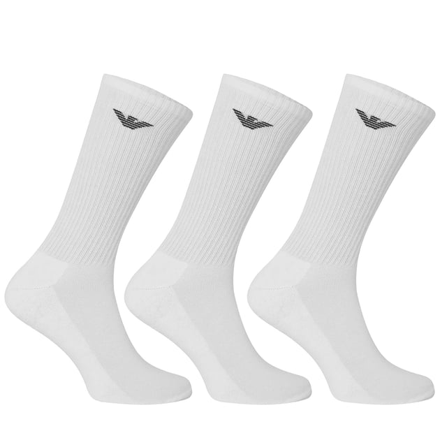 Emporio Armani Men's Crew Socks
Style Code: CC300
77% Cotton, 21% Polyamide, 2% Elastane
Made In Turkey
Regular Fit
3 Pairs
Lightweight Knit
Brand Logo
Ribbed Elastic Cuffs
Stretchable
Solid Colour
Machine Wash Warm