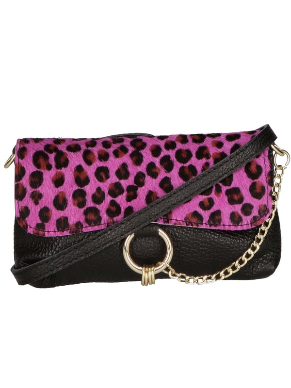 Bolso clutch de mujer de un compartimento, bandolera ajustable y extraíble. Producto italiano hecho a mano en genuina piel Dollaro + Horse. Hecho en Italia