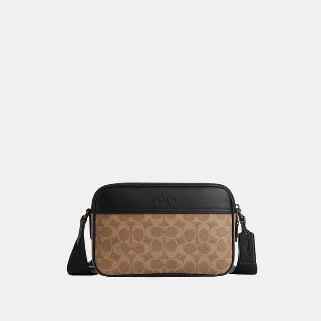 Graham Crossbody In Signature, Inside multifunction pocket, Outside slip pocket,  Length: 23.00 cm,  Width: 7.00 cm,  Height: 15.00 cm