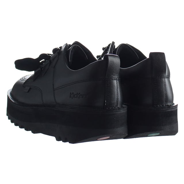 Kickers Lo Creppy Lace-Up Negro Piel Lisa Zapatos Mujer 1 15881