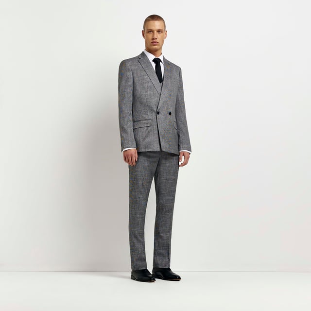 Notch lapel double breasted suit hot sale