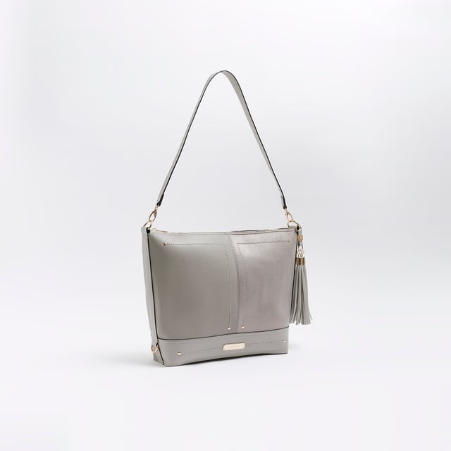 River island grey shoulder bag sales