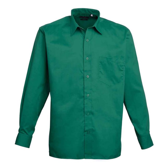 65% Polyester, 35% Cotton. Fabric: Poplin. Design: Plain. Pockets: 1 Chest Pocket. Fastening: Button-Down. Cuff: Buttoned, Cufflink Cuff. Sleeve-Type: Long-Sleeved. Neckline: Stiffened Collar. Hem: Straight. Back Yoke, Easy-Care, Self-Coloured Buttons. 105gsm. Sustainability: Amfori, BSCI, Oeko-Tex Standard 100 Certified, REACH, Sedex, WRAP Certified. Suitable for: Embroidery, Screen-Printing, Transfer Printing.