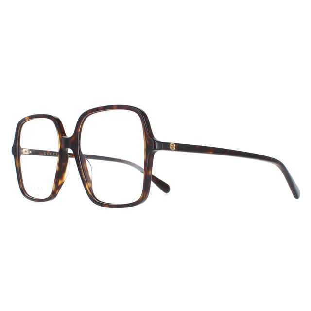 Gucci Square Womens Dark Havana  GG1003O  Glasses are a oversized square style crafted from lightweight acetate. The Gucci emblem features on the slender temples for brand recognition.