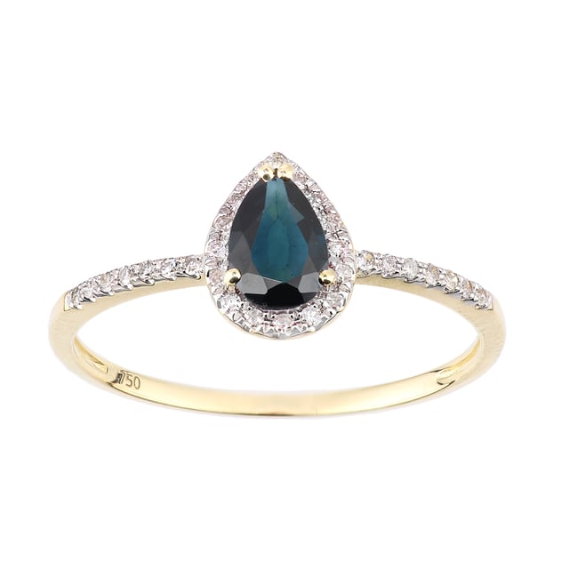 18K (750) Yellow Gold: 1gr; # Diamond: 0.09ct; # Sapphire: 0.5ct