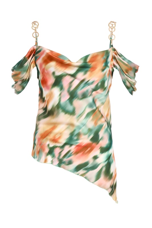 - Satin finish - Marble print - Cowl neckline - Drop shoulder - Chain detail - Model height: 5' 7" - Model wears uk 8 / us 4 / eur 3 - Always check the care wash label. cool hand wash with mild detergent