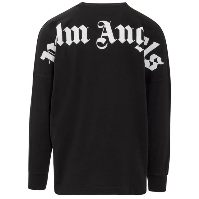 PMAB001C99Jer0011001 Logo classique sur L / S T-shirt noir Oversize Fit Palm Angels Logo Print 100% coton, fabrique au Portugal PMAB001C99Jer0011001