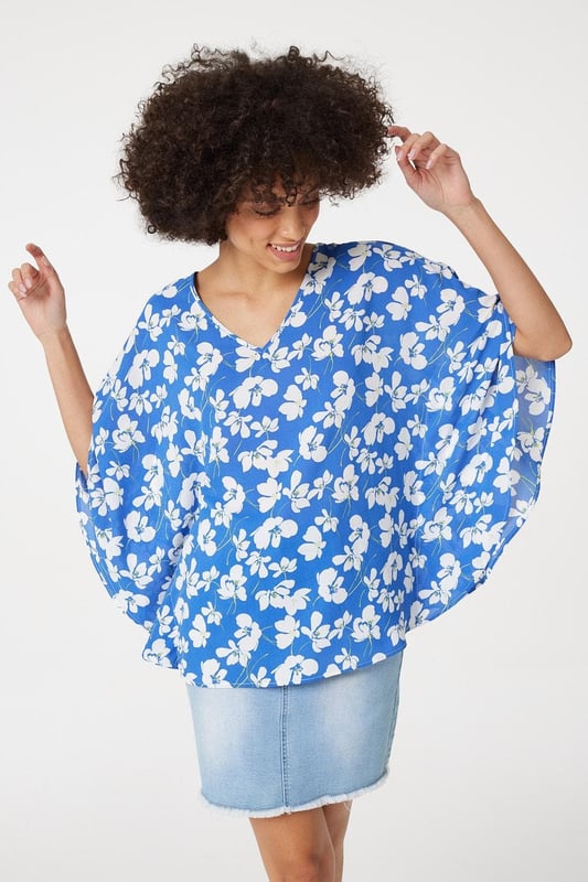 Floral batwing top discount