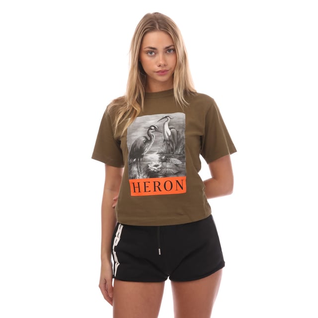 Heron Preston HPNY BW T-Shirt in olive.- Crew neck.- Short sleeves.- Graphic print on front.- Logo lettering on front.- Straight hem.- Ref: HWAA032S265510