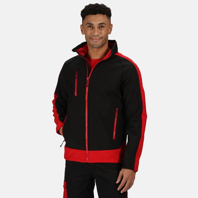 Mens full zip jacket made of warm backed woven Softshell XPT printable fabric. Waterproof and breathable. Ideal for screen, transfer, and vinyl printing. 3 layer membrane fabric. Wind resistant membrane fabric. Durable water repellent finish. 2 zipped lower pockets and 1 zipped chest pocket. Adjustable shockcord hem. Inner zip and chin guard. Ideal for wearing outdoors on a cold day. 100% Polyester.