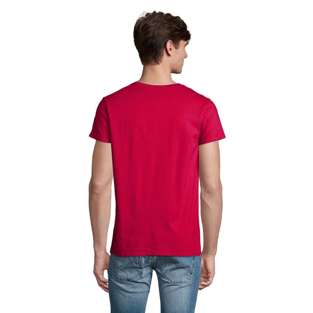 100% Semi-gekämmte Baumwolle. Gewebe: Weiche Haptik. Design: Unifarben. Passform: Anliegend. Gerippter Kragen, Ausschnitt mit Band, Doppelnähte, Größenetikett ohne Markennamen. GSM (Gramm pro Quadratmeter): 150. Sicherheitsstandards: OCS100 zertifiziert, Oeko-Tex Standard 100 zertifiziert. Rundhalsausschnitt. kurzärmlig.