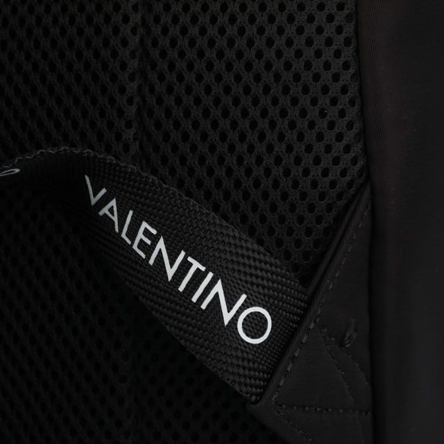 Mens Valentino Crossbody Bag in black.- Spacious main compartment  suitable for a4 documents.- Backpack straps: padded  breathable padded.- One zip pocket on the front.- Closes with zipper.- Padded laptop compartment.- Padded compartment for tablet - iPad.- Fittings of anthracite-coloured metal.- 90% Nylon  10% Polyurethane.- Ref: VBS47301