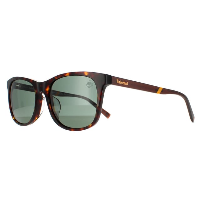 Las Timberland Rectangle Men's Dark Havana Green Polarisated TB9248D TB9248D son un diseño moderno y elegante con el logotipo de Timberland en las patillas y el logotipo del árbol en la lente izquierda.
