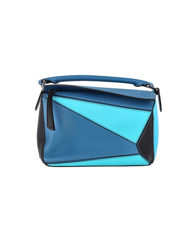 Loewe Color Block Puzzle Mini Bag in Blue Calfskin Leather