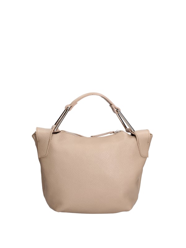 Bolso de mujer. El cierre es con cremallera. Los bolsillos internos son uno con cremallera y otro abierto. Los bolsillos externos son uno frontal con cremallera. La bandolera es ajustable y extraíble en piel. El mango es de cuero. Hay un compartimento interno. El material exterior es piel auténtica tipo dólar. Internamente está forrado en tejido 70% algodón - 30% poliéster. Medidas: 29x20x9 cm. Hecho en Italia