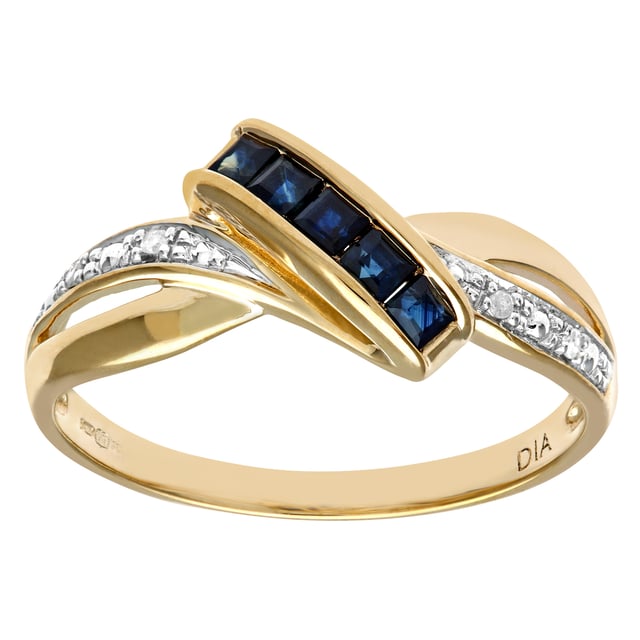 Oro blanco de 9 quilates (375): 2,7 g; # Diamante: 0,02 ct; # Zafiro: 0,28ct