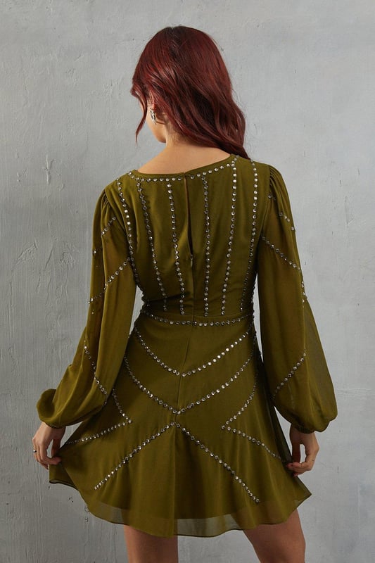 Slash Neck Chiffon Mini Dress main image 1