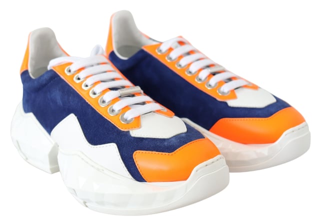 Jimmy Choo Women's Diamond Blue Orange Leather Sneaker Gorgeous brand new with tags dustbag and shoe box
100% Authentic Jimmy Choo Sneakers
Model: Blue/Orange Diamond/F cobalt neon Orange Sneakers
Color: Electric Blue/Orange
Material: Stretch Mesh/Leather Mix
Ideal for fashion-forward women
Vibrant color combination of electric blue and orange
Made from Quality stretch mesh and leather mix material
Stylish and comfortable to wear
Upgrade your sneaker game with these eye-catching Jimmy Choo sneakers
Material: Leather