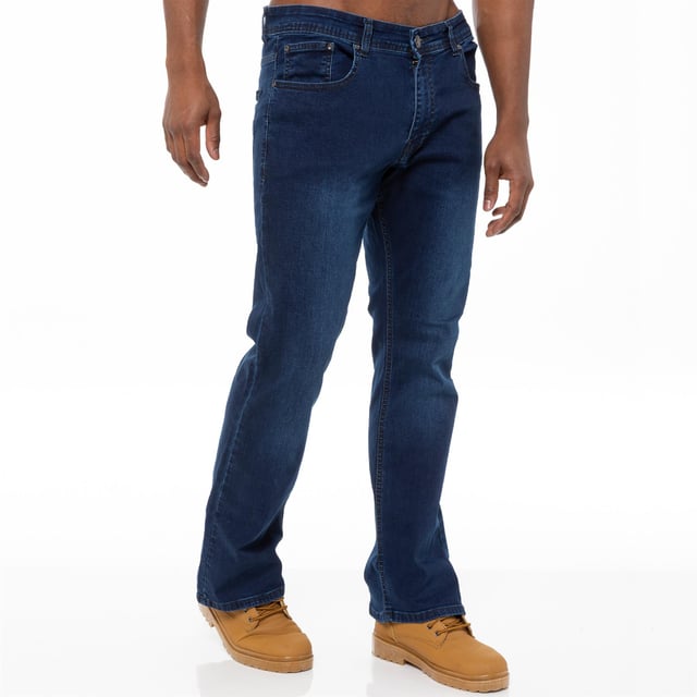 These EZ401 Enzo Bootcut Jeans feature 5 pockets including the coin pocket, branded buttons and rivets, and a zip fly fastening. These Wide Leg Flared Stretch Jeans are Macine Washable