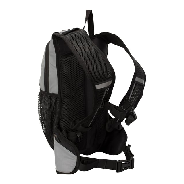 Fabric: Ripstop. Fabric Technology: Breathable, Lightweight, Reflective. Design: Logo. Adjustable Chest Strap, Air Mesh Back, Hydration Bladder Compatible, Padded Hip Belt, Padded Straps, Shoulder Strap, Sternum strap. Compartments: 2 Bottle Holders, Zipped Compartment. Capacity: 6L. Please Note: Hydration Bladder Not Included. Heavy Duty.