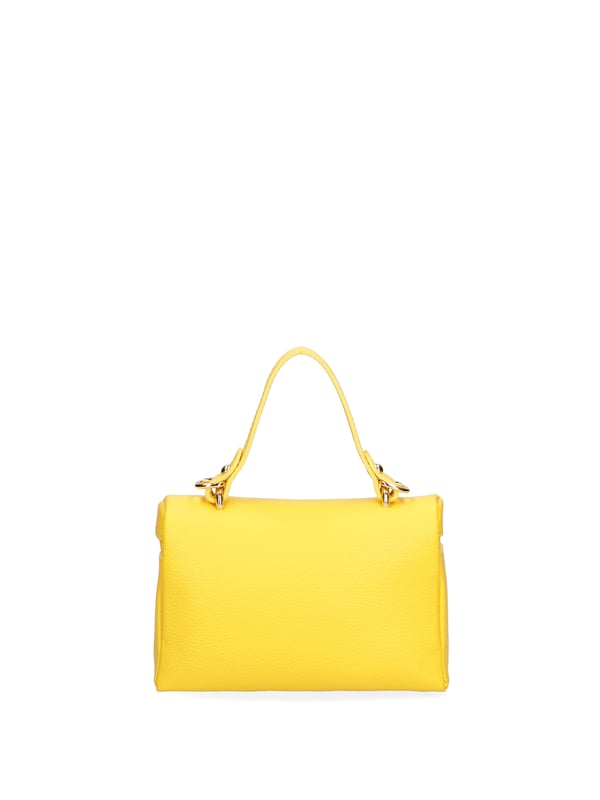 Bolso de mujer. El cierre es con cremallera. Los bolsillos internos son uno con cremallera. Los bolsillos externos están ausentes. La bandolera es ajustable y extraíble en piel. El mango es de cuero. Hay un compartimento interno. El material exterior es piel auténtica tipo dólar. Internamente está forrado en tejido 70% algodón - 30% poliéster. Medidas: 20x13x7 cm. Hecho en Italia