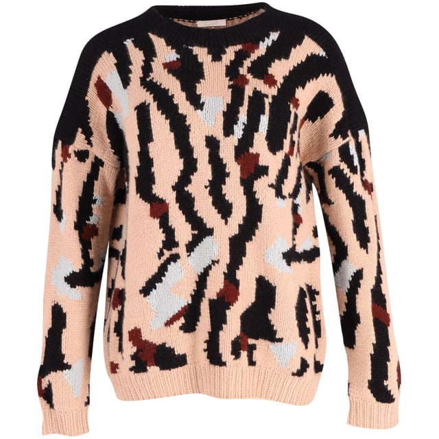 Chloe Printed Chunky Knit Sweater in Multicolor Cashmere