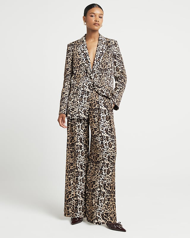 Leopard print, Wide leg, Side slip pockets, Concealed fastening