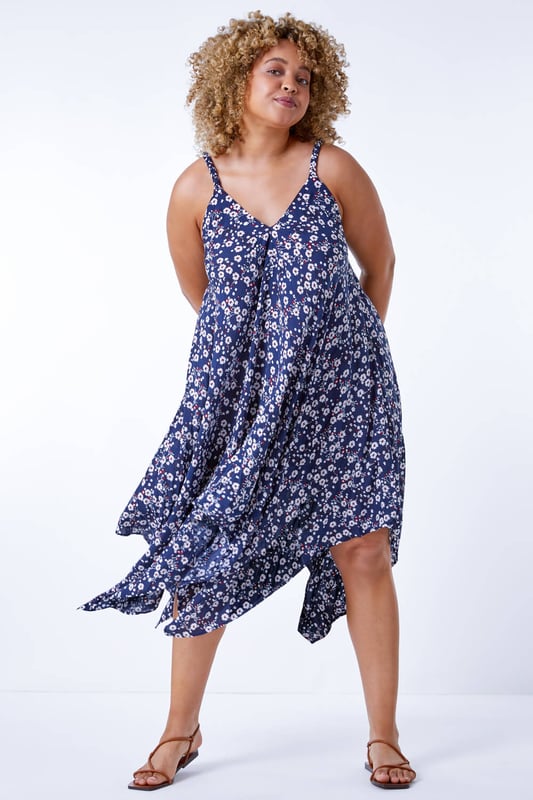 Floral hanky top hem dress