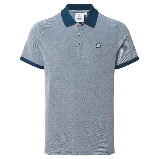 Whitley Mens Polo Shirt - Deep Sea Blue Made from comfy and sustainable cotton, TOG24's Whitley pique polo shirt effortlessly blends style with comfort. This polo shirt features branded buttons for an interesting touch of design flair and is made with ribbed cuffs and a ribbed collar for ease of wear.