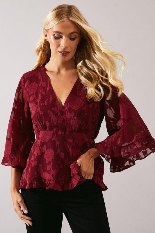 Ruffle wrap blouse new arrivals