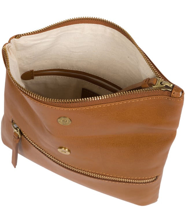 Dark tan clutch bag store