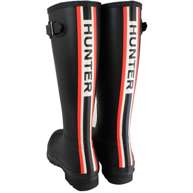 Step into enduring style and unparalleled functionality with the Hunter Original Tall Men's Black Wellington Boots. These boots embody the iconic design and craftsmanship that define the Hunter brand, providing a sleek and versatile option for conquering rainy days and outdoor pursuits with confidence.

Key Features:

 Classic Tall Design:  The boots feature the timeless tall Wellington silhouette, providing ample coverage and protection against rain and mud. This classic design ensures a polished and sophisticated look suitable for various occasions.

 Durable Vulcanized Rubber:   Crafted from durable vulcanized natural rubber, these boots are built to last. The material not only offers exceptional waterproofing but also stands up to the rigors of everyday wear, making them a reliable choice for various activities.

 Waterproof Construction:   Designed to keep your feet dry in the wettest conditions, the boots boast a fully waterproof construction. Tackle rain-soaked streets or muddy terrains without compromising on style or comfort.

 Comfortable Lining:   The boots feature a comfortable textile lining that provides a smooth feel against the skin. The breathable lining enhances overall comfort, making these boots suitable for extended wear.

 Adjustable Strap:   The boots are equipped with an adjustable strap at the top, allowing for a customizable fit. This feature not only adds a touch of style but also ensures a secure and snug fit around the calf.

 Sturdy Traction Sole:   The treaded sole provides excellent traction on various surfaces, ensuring stability and preventing slips. Navigate slippery sidewalks or uneven terrains with confidence.

 Signature Hunter Branding:   Showcasing the iconic Hunter logo on the front, these boots reflect the brand's commitment to quality and authenticity. The black color adds a versatile and sophisticated touch, making them a wardrobe staple.

 Versatile Styling:   Whether paired with casual jeans or worn as a functional accessory with outdoor gear, these boots effortlessly transition from urban streets to countryside landscapes.

Elevate your wet-weather wardrobe with the Hunter Original Tall Men's Black Wellington Boots â€“ a fusion of enduring style and practical functionality for the contemporary man who seeks both performance and sophistication.