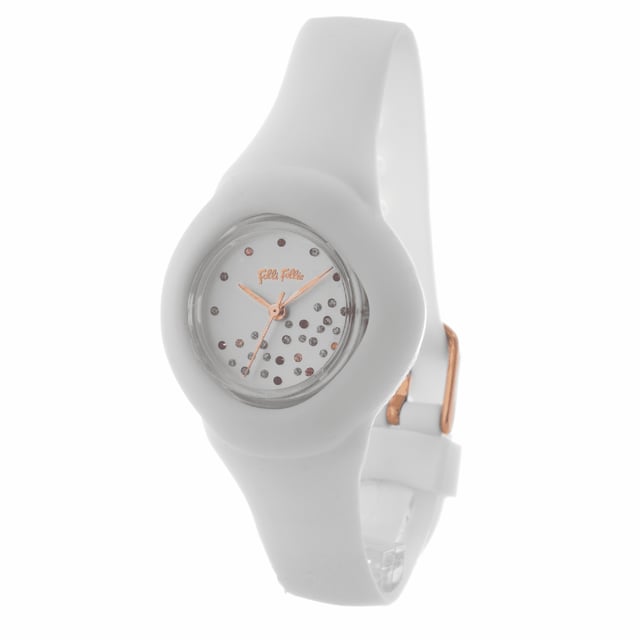 FOLLI FOLLIE WF15P044ZSS Uhr Frau Quarz• Material: Harz• Glas: Mineral• Armband: Silikon• Farbe: Weib• Wasserbeständigkeit: 0 m (0 ATM)• Gehäusegröße: 35 mm
