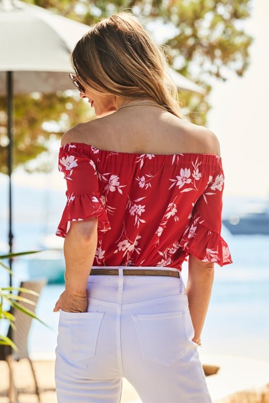 Bardot top red cheap