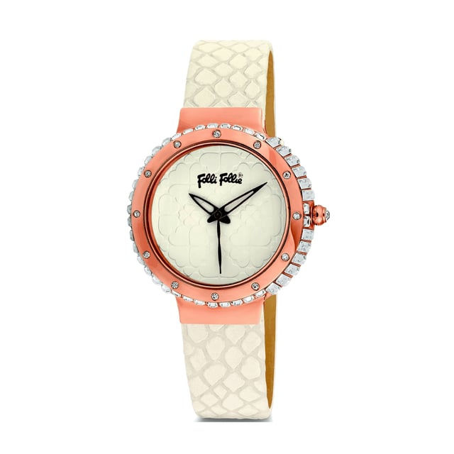 FOLLI FOLLIE WF13B012SPI Uhr Frau Quarz• Material: Edelstahl• Glas: Mineral• Armband: Leder• Farbe: Rosegold• Wasserbeständigkeit: 0 m (0 ATM)• Gehäusegröße: 35 mm