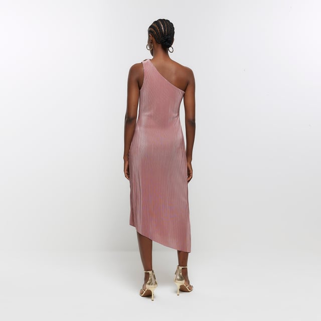 River island velvet plisse midi dress pink hot sale